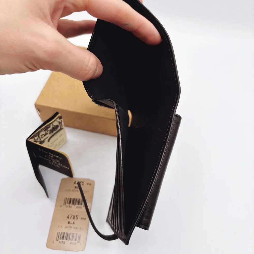 NEW Vintage Coach 4785‎ Black Water Buffalo Leather Bifold Coin Wallet DEADSTOCK